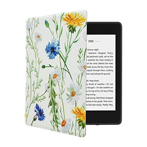 MOSISO Case Compatible with Kindle Paperwhite All-New 10th Generation 2018, PU Leather Folio Slim-Fit Smart Tablet E-Reader Shell Protective Cover with Auto-Wake/Sleep Function, Daisy
