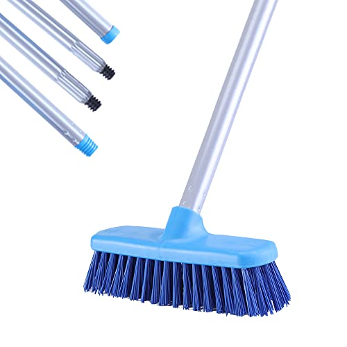 YONILL Deck Brush with Long Handle - Floor Scrub Brushes for Cleaning Shower, Stiff Bristle Scrubbing Brush, 50" Floor Scrubber Brush for Bathroom, Bathtub, Tub, Tile Floors, Garage and Patio