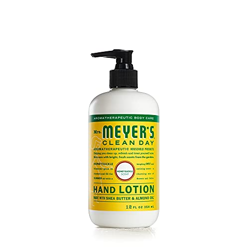 Mrs. Meyer's Hand Lotion for Dry Hands, Non-Greasy Moisturizer Made with Essential Oils, Honeysuckle, 12 oz