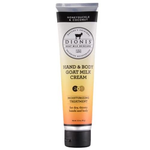 Dionis Goat Milk Skincare 3.3oz Honeysuckle & Coconut Scented Hand & Body Cream - Cruelty Free Travel Size Hand Lotion For Hydrating & Moisturizing Dry Skin Relief-Paraben Free Formula Made In The USA