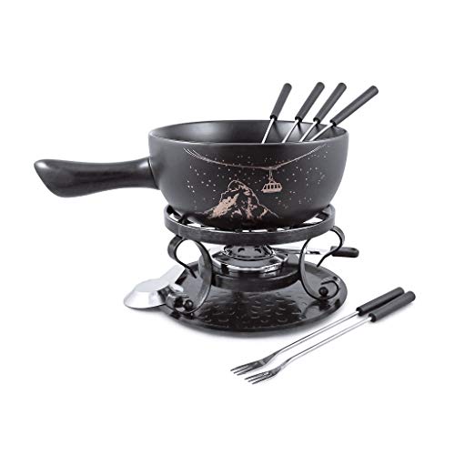 Swissmar Cheese Fondue Sets - Includes Ceramic Pots, Rechauds, Six (6) Fondue Forks, Fondue Burner, and Recipe Card (Swissmar Gruyere Fondue Set)