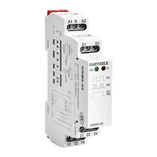 GAEYAELE GRM8 Electronic Latching Relay Memory Relay Impulse Relay SPDT 16A Wide Range Voltage Din Rail Mounted(GRM8-02,AC/DC12V~240V)
