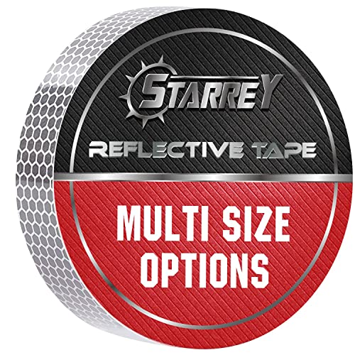 STARREY Flexible Reflective Tape White Silver 1/2 Inch X 15 Feet High Intensity Grade DOT-C2 Safety Tape Outdoor Waterproof Conspicuity Outdoor Trailer Reflector