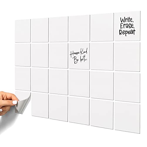 Reusable Sticky Notes | 3x3 White 24-Pack | 2-Year Re-Stickable Wet and Dry Erase Post Notes | Smudge-Free Tackie Marker | USA Made by M.C. Squares