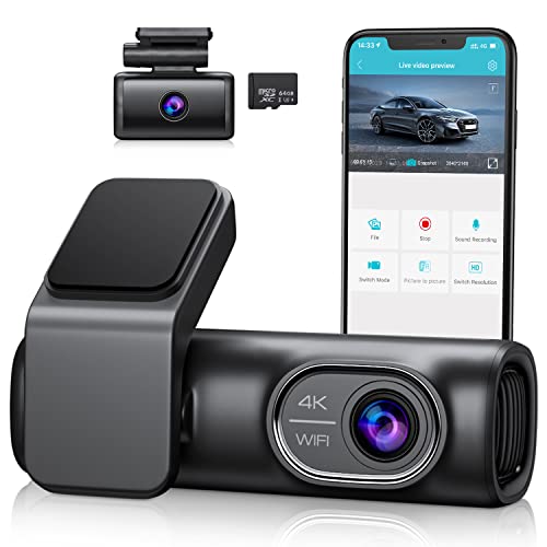 OMBAR Dash Cam Front and Rear 4K/2K/1080P+1080P 5G WiFi GPS, Dash Camera for Cars with Free 64G SD Card, Dual Dash Cam with WDR Night Vision, 24h Parking Mode,170Wide, G-Sensor, Loop Recording, APP