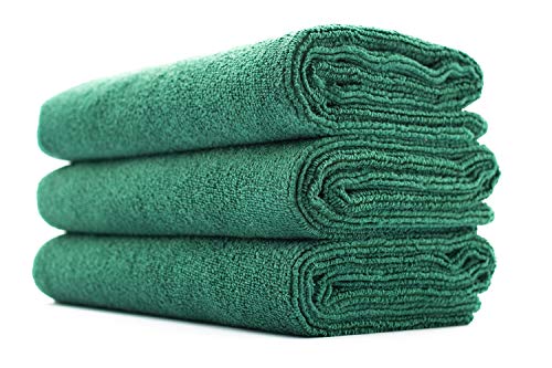The Rag Company - Sport & Workout Towel - Gym, Exercise, Fitness, Spa, Ultra Soft, Super Absorbent, Fast Drying Premium Microfiber, 320gsm, 16in x 27in, Dark Green (3-Pack)