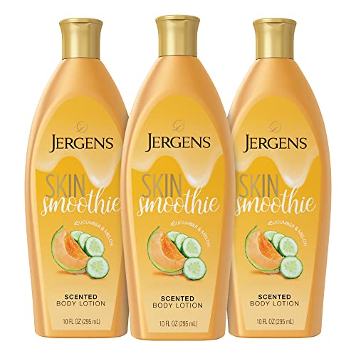 Jergens Skin Smoothie Body Lotion, Cucumber & Melon Scented Moisturizer, 24hr Hydration, Dye Free Formula, 10 Fl Oz (Pack of 3)