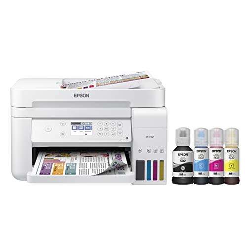 Epson EcoTank ET-3760 Wireless Color All-in-One Cartridge-Free Supertank Printer with Scanner, Copier, ADF and Ethernet. Full 1-Year Limited Warranty (Renewed Premium),White