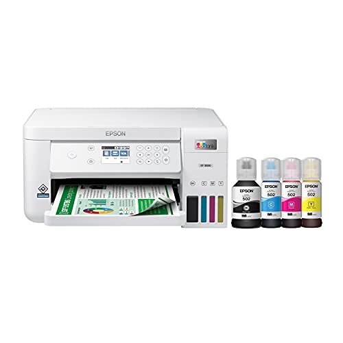 Epson EcoTank ET-3830 Wireless Color All-in-One Cartridge-Free Supertank Printer with Scan, Copy, Auto 2-Sided Printing and Ethernet  The Perfect Printer Productive Families