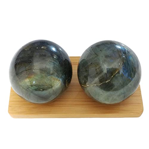 Top Chi Labradorite Baoding Balls for Hand Therapy, Exercise, and Stress Relief (Medium 1.6 Inch)