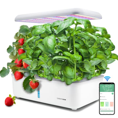 Hydroponics Growing System Indoor Garden, Indoor Gardening System with 14 Pods, WiFi Indoor Herb Garden, Herb Garden Kit Indoor with Grow Light, Adjustable Height Up to 20", Auto Pump, 5L Water Tank