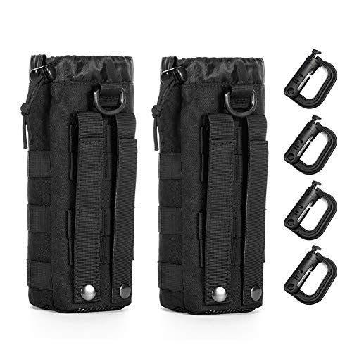 Upgraded Tactical Drawstring Molle Water Bottle Holder Tactical Pouches (NEW-2P Water Pouch)
