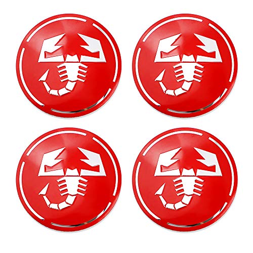 XDG 4X 2.2 Wheel Hub Caps Centre Cover for Abarth Scorpion Logo Circular arc Form 3D Stereo Aluminum Alloy Waterproof Emblem Badge Stickers for Fiat Abarth Punto 124/125/125/500 Stilo Ducato (Red)