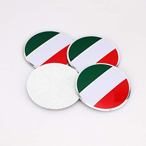 SpaceX-Store Italy Flag Car Wheel Hub Center Cover Stickers, 4Pcs/Set 56mm/2.2" Aluminium Car Wheel Center Caps, Original Tire Pack Mark Sticker Paster with Italy IT Flag Logo for Fiat 500 Maserati