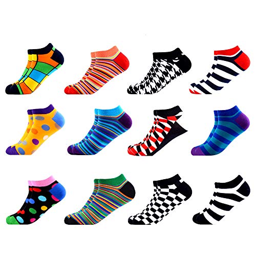 WeciBor Men's Dress Cool Colorful Fancy Novelty Funny Casual Combed Cotton Ankle Socks Pack (B052-01)
