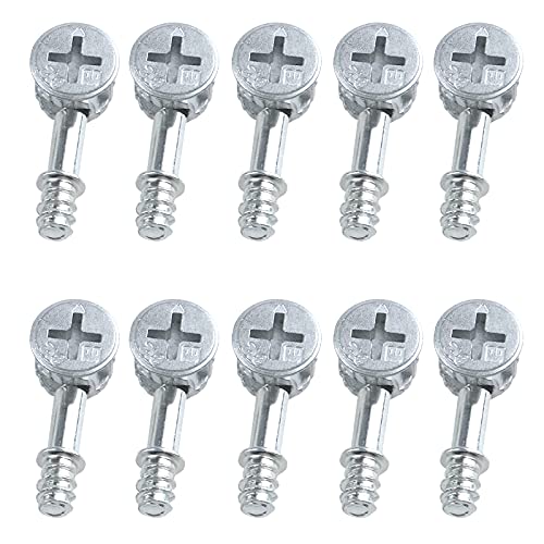 Antrader 10-Pack Furniture Side Knock Down Furniture Cam Lock Connecting Fitting Pre-Inserted Nut Dowels Connector Assembly (812 Fitting+28mm Fitting Screw)