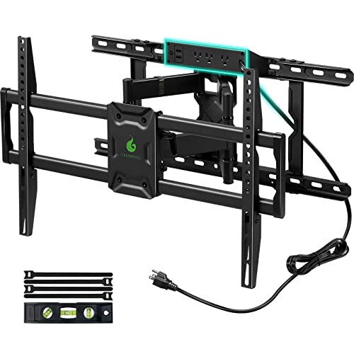 Greenstell TV Wall Mount with Power Outlet, Full Motion TV Mount for 47"-84" TVs, Swivel, Tilt and Extension TV Bracket with Dual Articulating Arms, Max VESA 600x400mm, Holds up to 132lbs