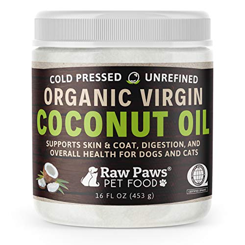 Raw Paws Organic Virgin Coconut Oil for Dogs & Cats, 16-oz - Supports Immune System, Digestion, Oral Health, Thyroid - All Natural Allergy Relief for Dogs, Hairball Relief