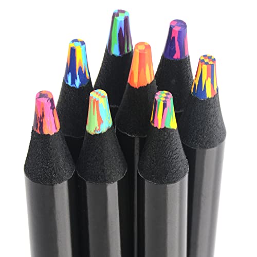 nsxsu 8 Colors Rainbow Pencils, Jumbo Colored Pencils for Adults, Multicolored Pencils for Art Drawing, Coloring, Sketching(Pack of 1)
