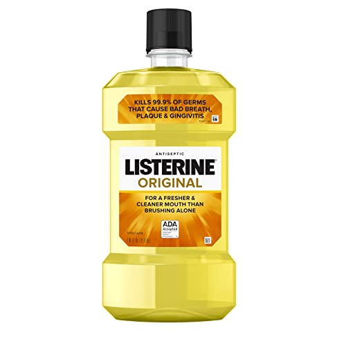 Listerine Original Antiseptic Oral Care Mouthwash to Kill 99% of Germs that Cause Bad Breath, Plaque and Gingivitis, ADA-Accepted Mouthwash, Original Flavor, 1 L