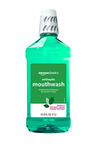 Amazon Basics Antiseptic Mouthwash, Mint, 1 Liter, 33.8 Fluid Ounces, 1-Pack (Previously Solimo)