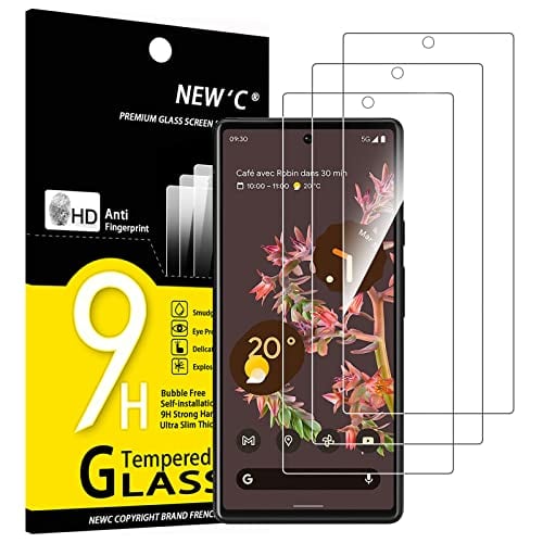 NEW'C [3 Pack] Designed for Google Pixel 6 Screen Protector Tempered Glass, Case Friendly Ultra Resistant