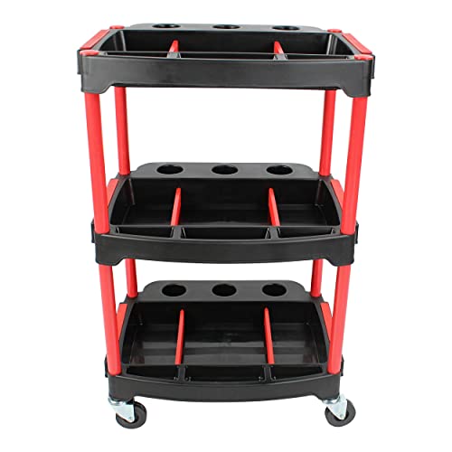 ABN 3 Tier Rolling Carts with Wheels Organizer Storage Carts with Bottle Holders and Adjustable Trays for Car Detailing