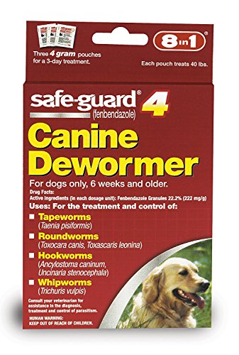 Excel 8in1 Safe-Guard Canine Dewormer for Large Dogs, 3 Day Treatment, Red, 40 lbs/pouch (J7164-1)