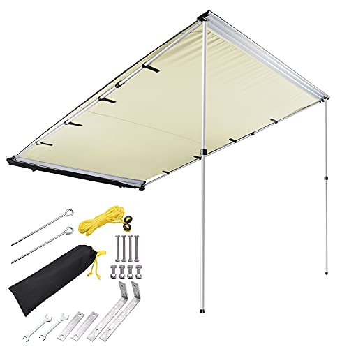 Yescom 6.6x8.2' Car Side Awning Rooftop Pull Out Tent Shelter PU2000mm UV50+ Shade SUV Outdoor Camping Travel Beige