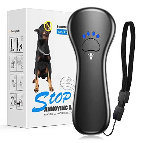 Ahwhg New Anti Barking Device,Dog Barking Control Devices,Rechargeable Ultrasonic Dog Bark Deterrent up to 16.4 Ft Effective Control Range Safe for Human & Dogs Portable Indoor & Outdoor (Black)