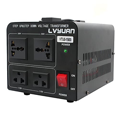 Yinleader 1500W Step Up & Step Down Voltage Transformer Converter 220V/230V/240V to 110V/120V or 110V to 220V Power Converter w/US Power Cord,Circuit Breaker Protection
