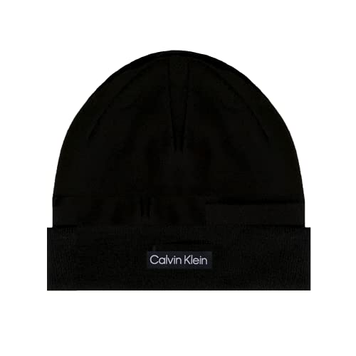 Calvin Klein Men's Logo Cuff Winter Beanie (Black/White)