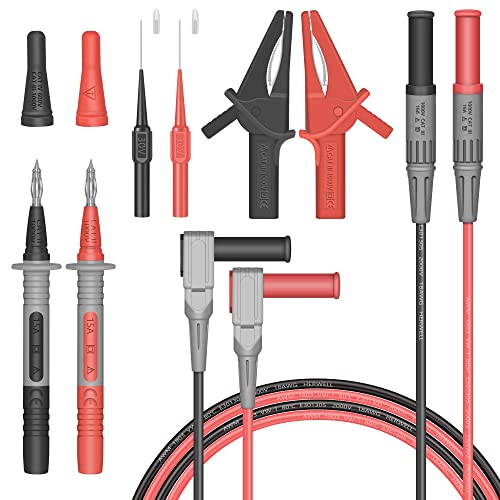 Test Leads Set HANDSKIT Double Insulated Electrical Multimeter Test Lead Kit, Test Leads Probes 4mm Banana Plug with Alligator Clips 30A and Needle Probe 0.7mm