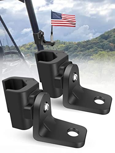 ZIDIYORUO UTV Whip Mount for Polaris Ranger, 2PCS Heavy-Duty Whip Light Mount for Polaris Ranger General Can am Defender Commander 2021+ Maverick Trail/Sport Work for Pro-fit Cage (Black, 2)