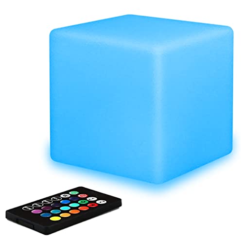 4-In LED Cube Night Light, Cordless LED Light Cube for Kids, RGB Color Changing Tesseract Cosmic Cube Mood Lamp w/Remote, Rechargeable Square Bedside Lamp Nursery Light for Bedroom Garden Party Decors