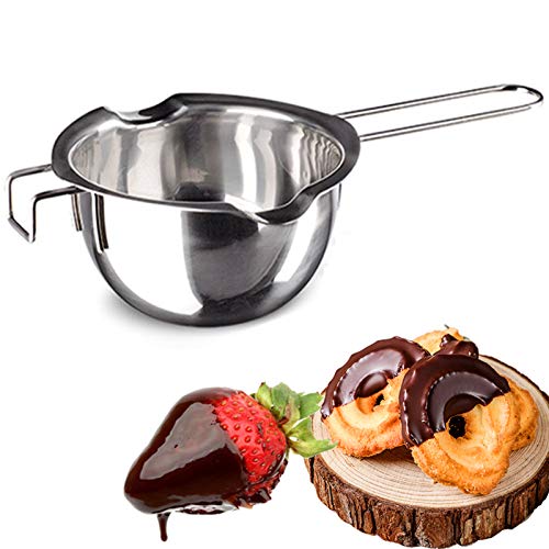 Stainless Steel Double Boiler Pot Chocolate Melting Pot for Melting Chocolate, Butter, Cheese, Candle and Wax Making Kit Double Spouts with Capacity of 400ml