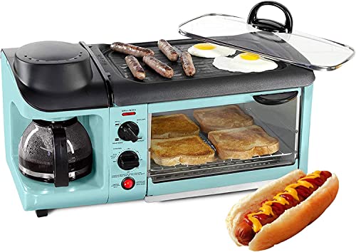 3-in-1 Family Size Breakfast Station - Coffee Maker, Toaster Oven and Electric Griddle Combo