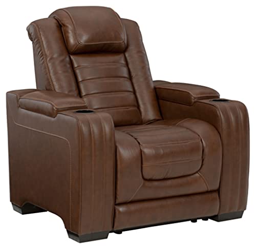 Signature Design by Ashley Backtrack Power Recliner with Adjustable Headrest, Dark Brown