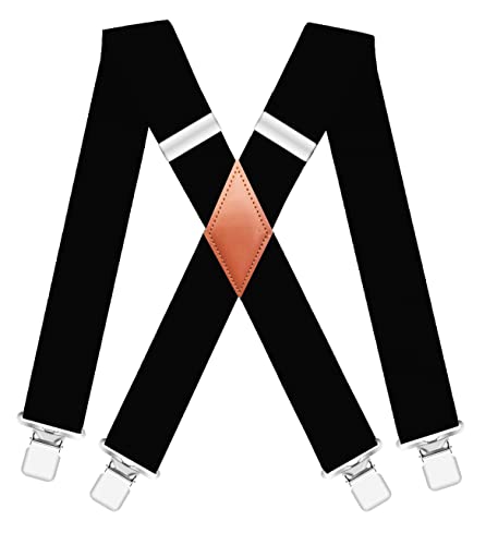 MENDENG Suspenders for Men Heavy Duty Clips Ski Suspenders Men Snow Pants Suspenders X-Back Adjustable Brace