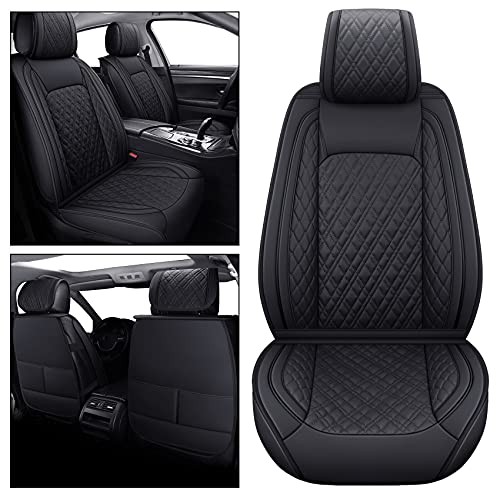 YIERTAI Universal Front Seat Covers Compatible with Hyundai Tucson Elantra Sonata Nissan Rogue Crosstrek Honda CRV Buick Century Encore Mazda CX5 WRX Sentra(2 PCS Front/Black)