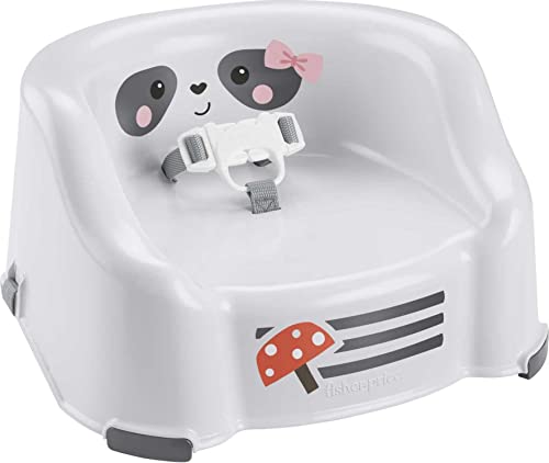 Fisher-Price Portable Toddler Dining Chair Simple Clean & Comfort Booster with Contoured Seat and Harness, Raccoon