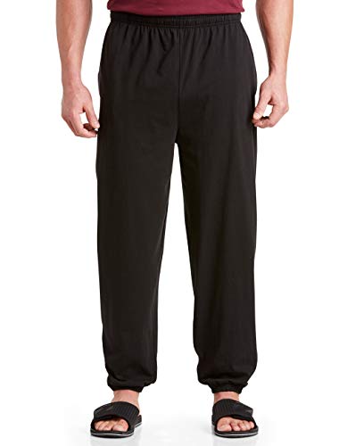 HARBOR BAY by DXL Big and Tall Cinched-Hem Jersey Pants, Black, 6XL