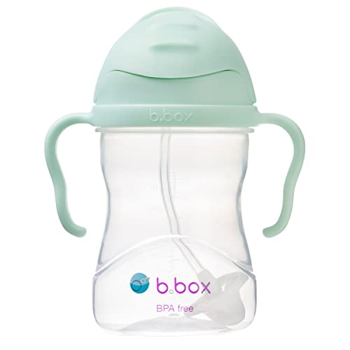 b.box Sippy Cup with Innovative Continuous Flow Weighted Straw Cup, Baby Straw Cup, Drink from any Angle, Easy-Grip Handles, 8oz, 6 months+, Pistachio