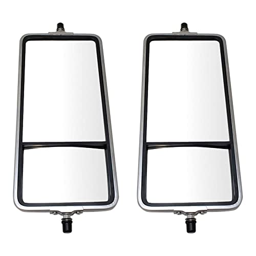 TRQ West Coast Mirror Manual 16 x 7 Inch Stainless Steel Bubble Back Convex Glass for HD Semi Truck