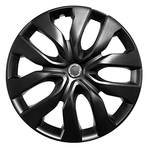 MWC (446566 Hubcaps Wheel Covers 17 inch 4 Set Matte-Black,Matte Black