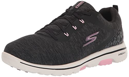 Skechers Women's Go Walk 5 Arch Fit Golf Shoe Sneaker, Black/Pink, 7.5