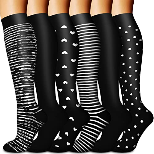 BLUEENJOY Copper Compression Socks for Women & Men (6 pairs) - Best Support for Nurses, Running, Hiking, Recovery