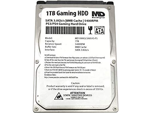 MaxDigitalData (MD1000GLSA854-PS) 1TB 5400RPM 8MB Cache (9.5mm) SATA 3.0Gb/s 2.5" Gaming Hard Drive (for PS3/PS4) - 2 Year Warranty