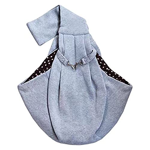 CRMADA Hands-Free Reversible Small Dog Cat Sling Carrier Bag Travel Tote Soft Comfortable Puppy Kitty Rabbit Double-Sided Pouch Shoulder Carry Tote Handbag, Grey
