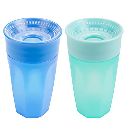 Dr. Brown's Milestones Cheers 360 Training Sippy Cups for Babies and Toddlers, Blue & Aqua, 10oz, 2-Pack, BPA Free, 9m+